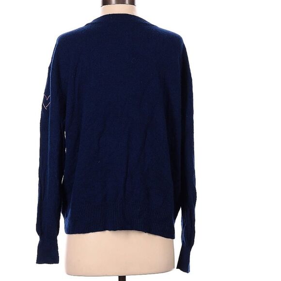 Cartolina Nantucket 100% Cashmere Navy Heart Embroidered Caden Soft Sweater XS - Picture 4 of 11